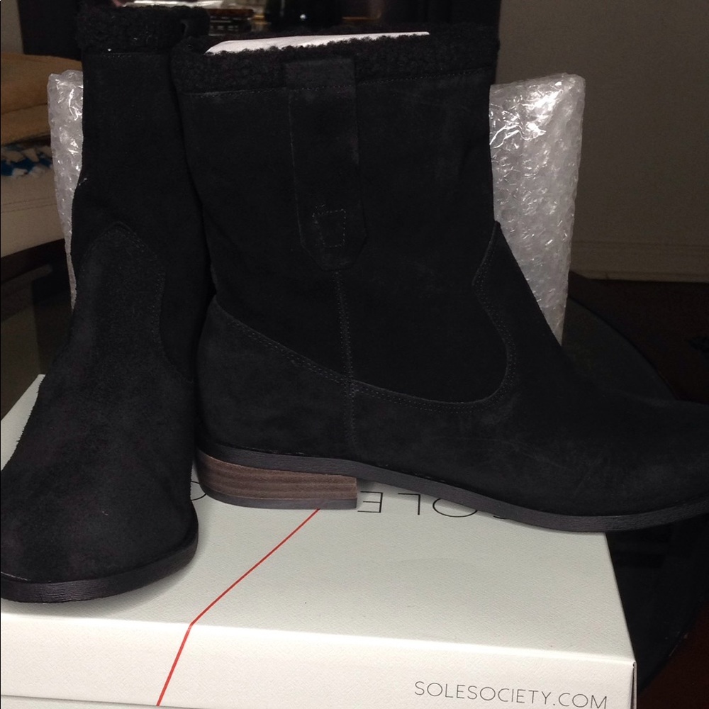 Black Suede Faux Fur Boot
